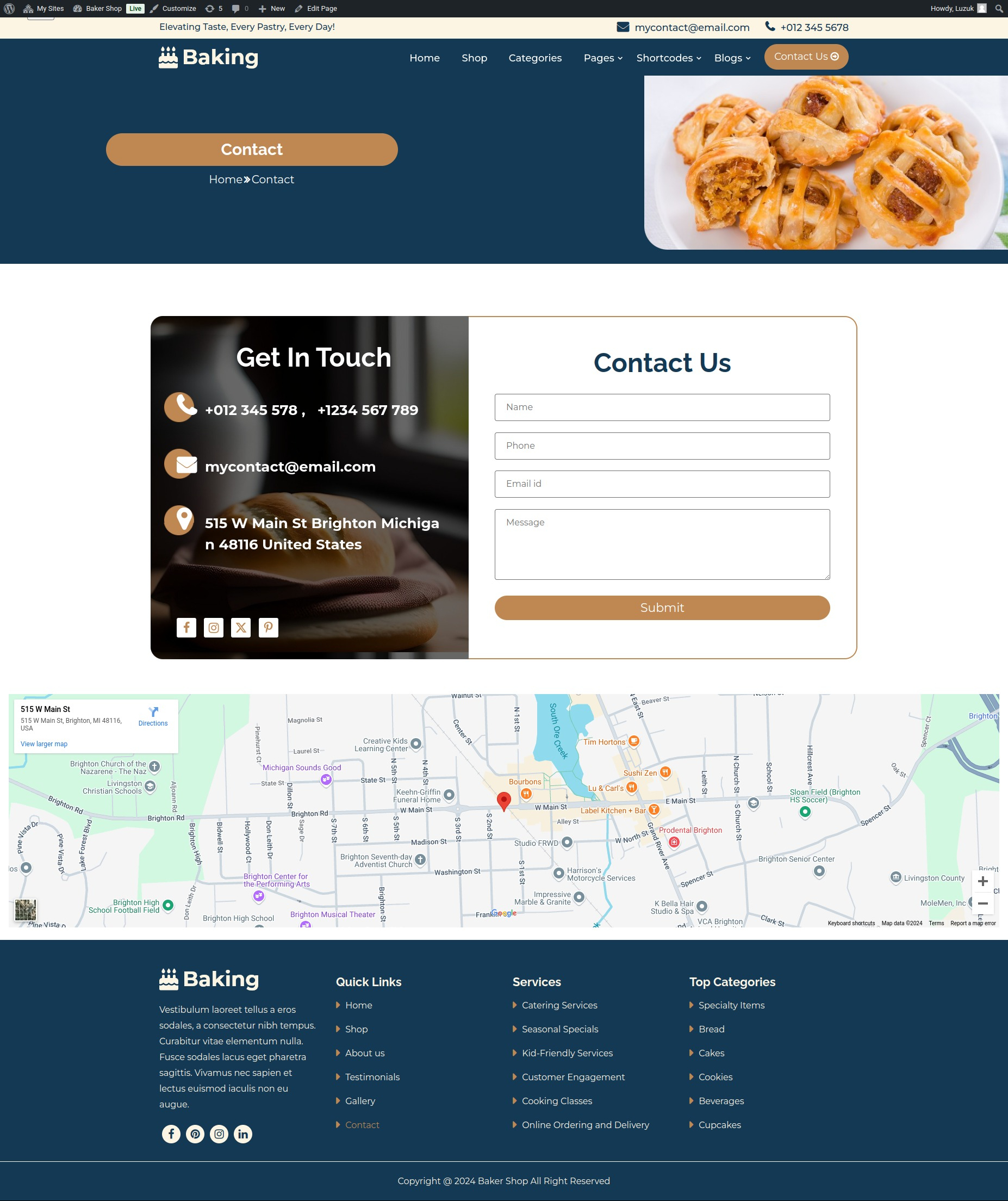 select Contact Page template