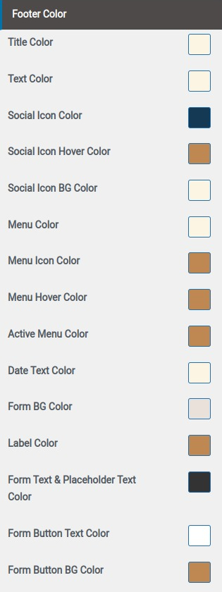 set Footer section