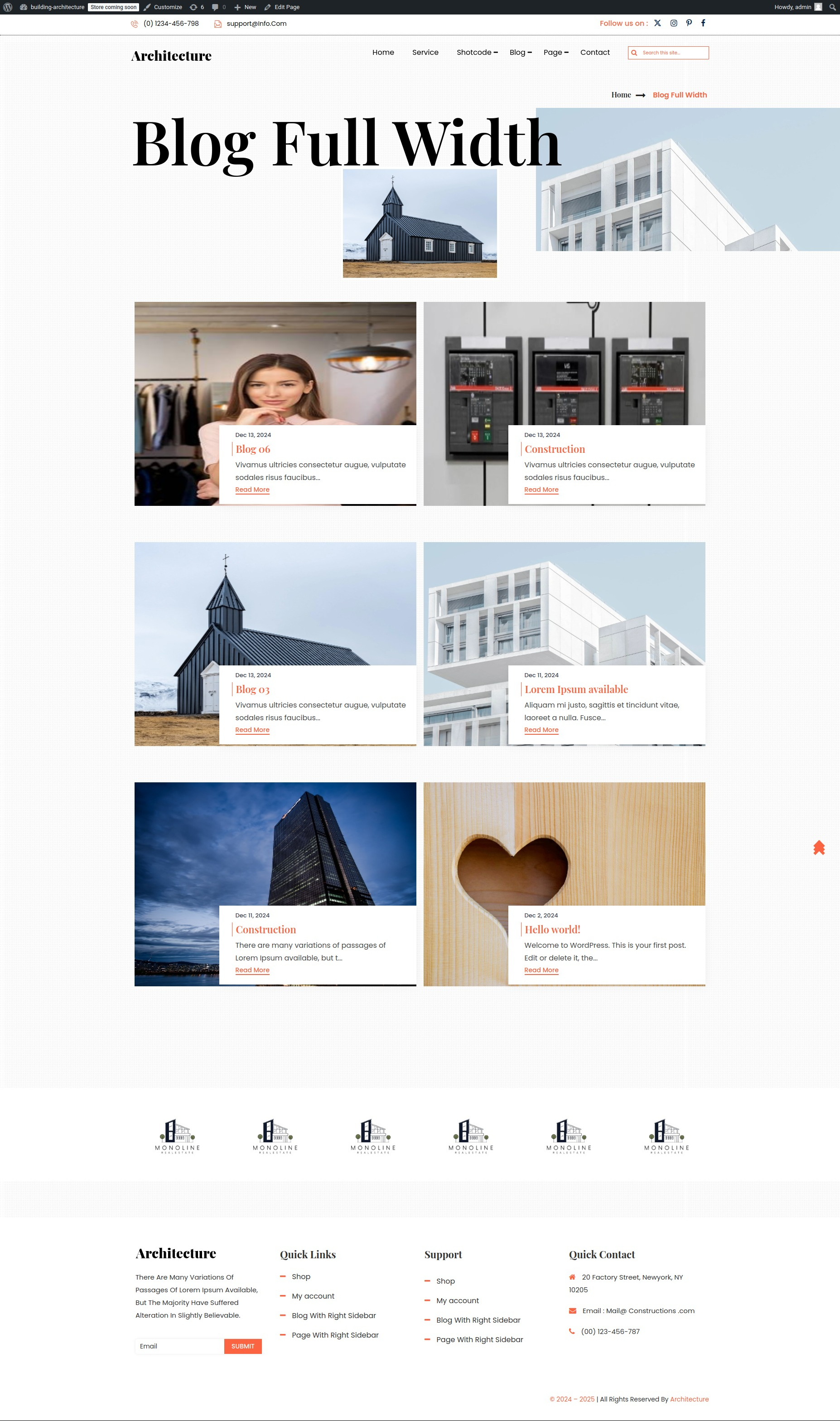 select Blog Full Width template