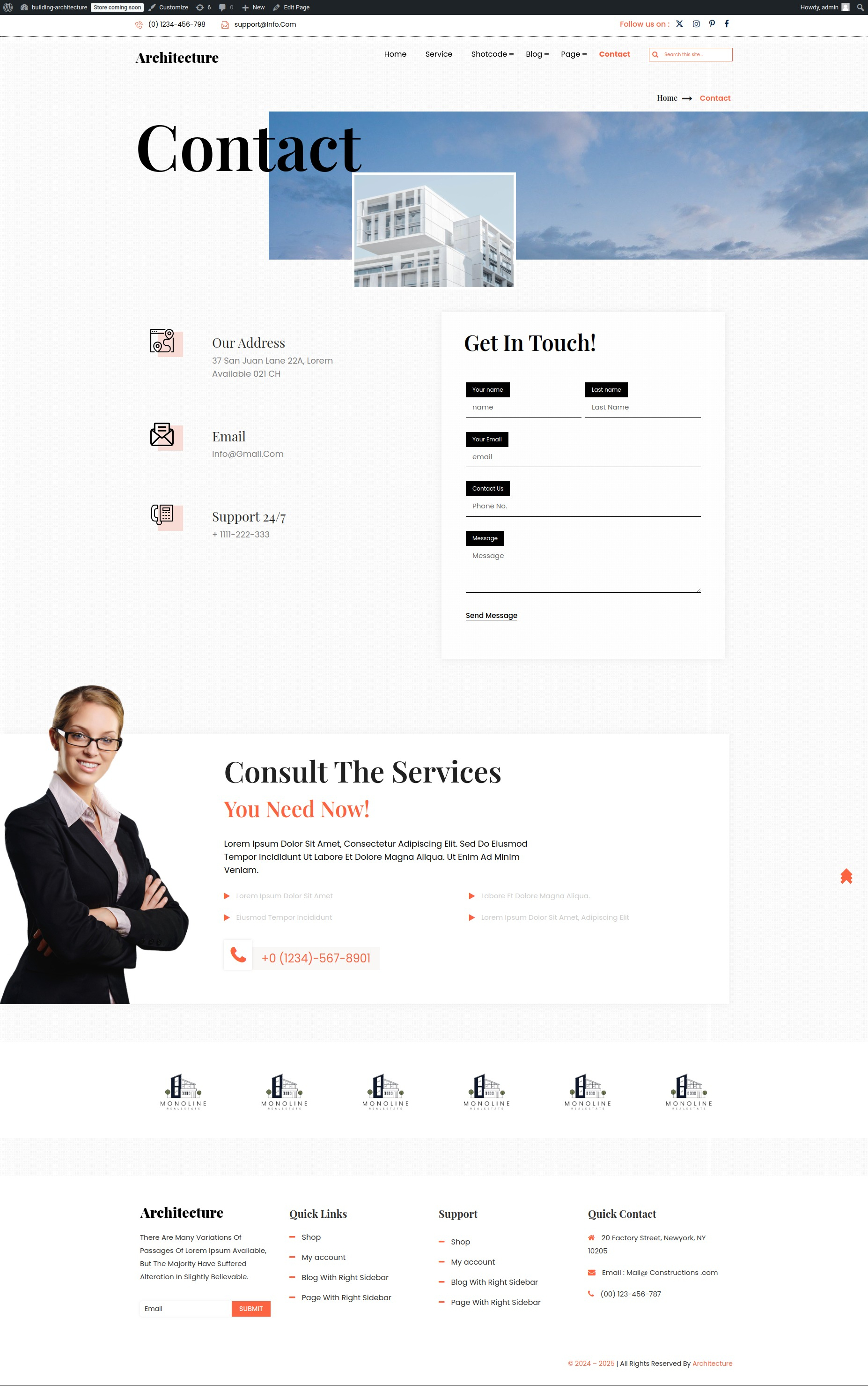 select Contact Page template