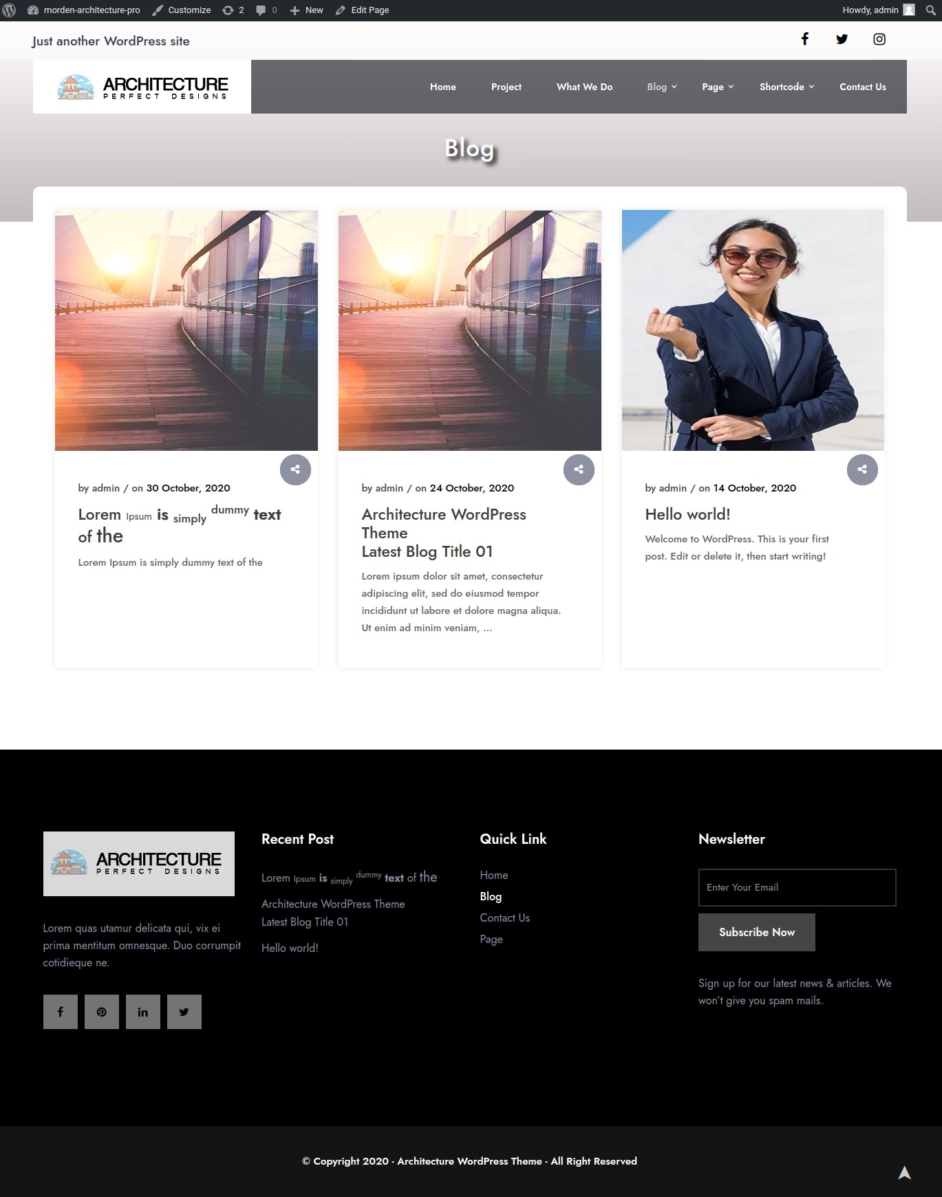 select Blog Full Width template