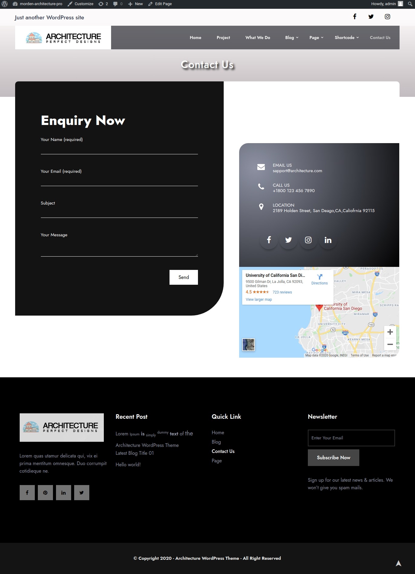 select Contact Page template