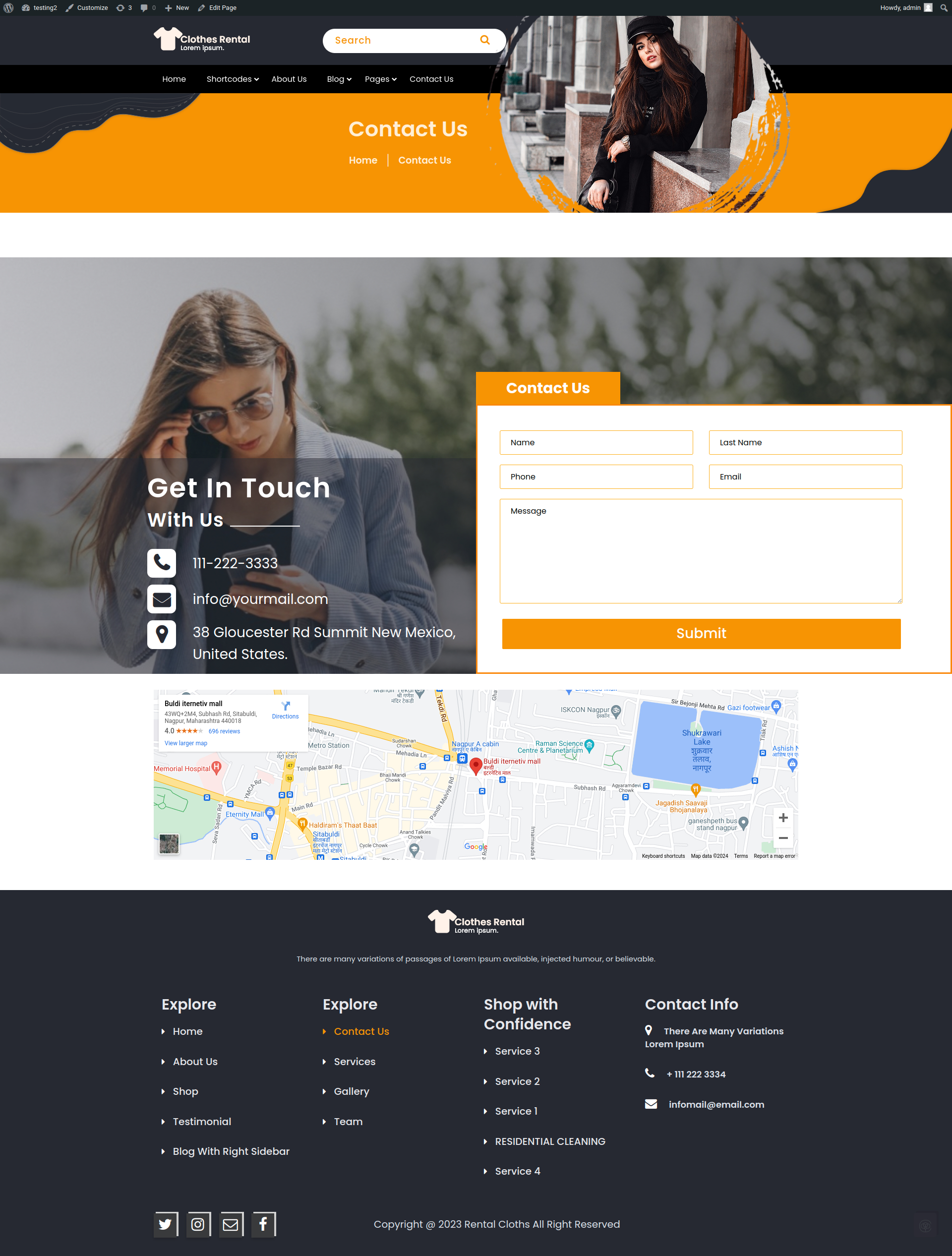 select Contact Page template