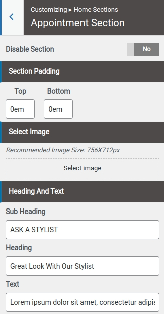 set contact section