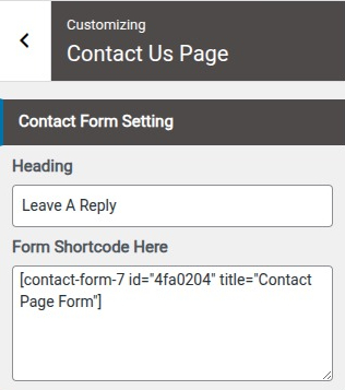 select Contact Page template