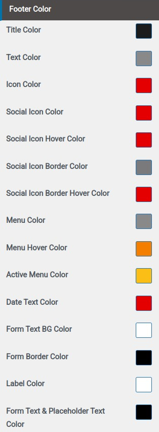 set Footer section