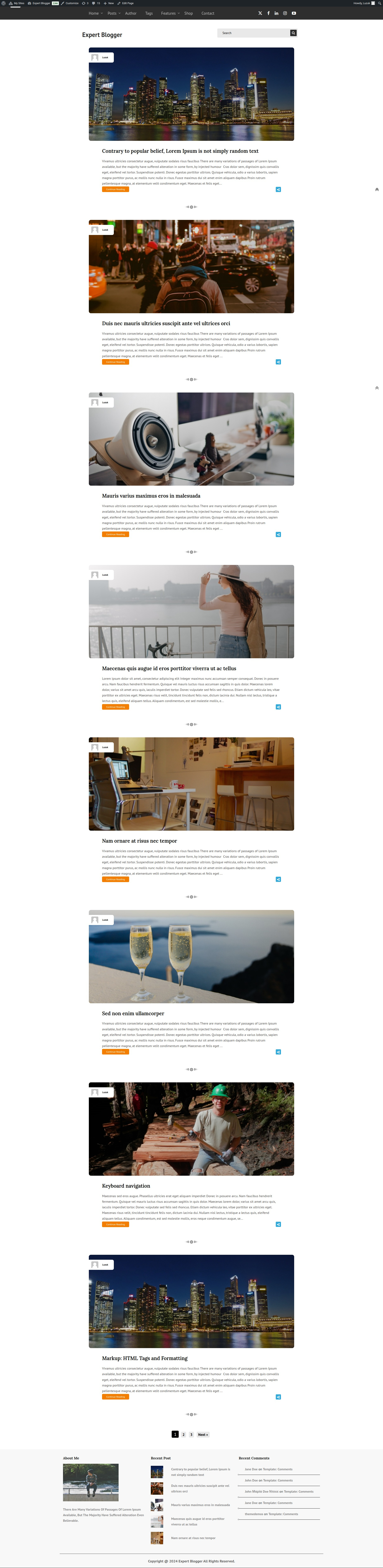 select Full Width Page template