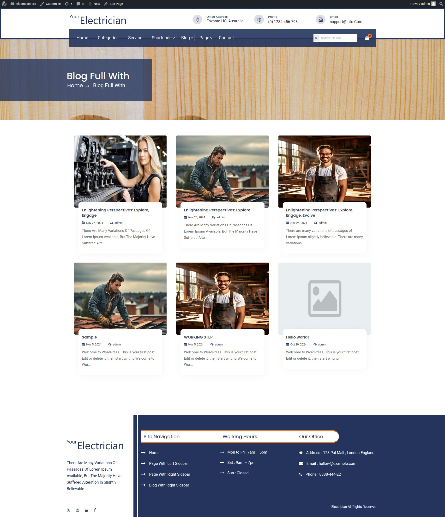 select Blog Full Width template