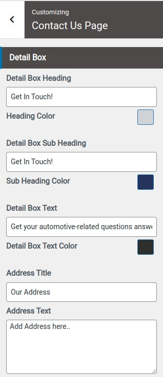 select Contact Page template