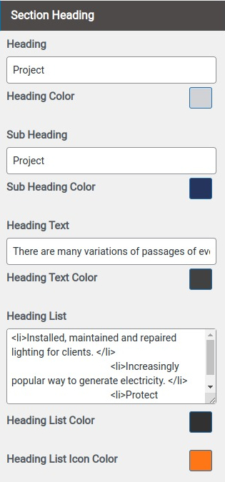 set Project Section