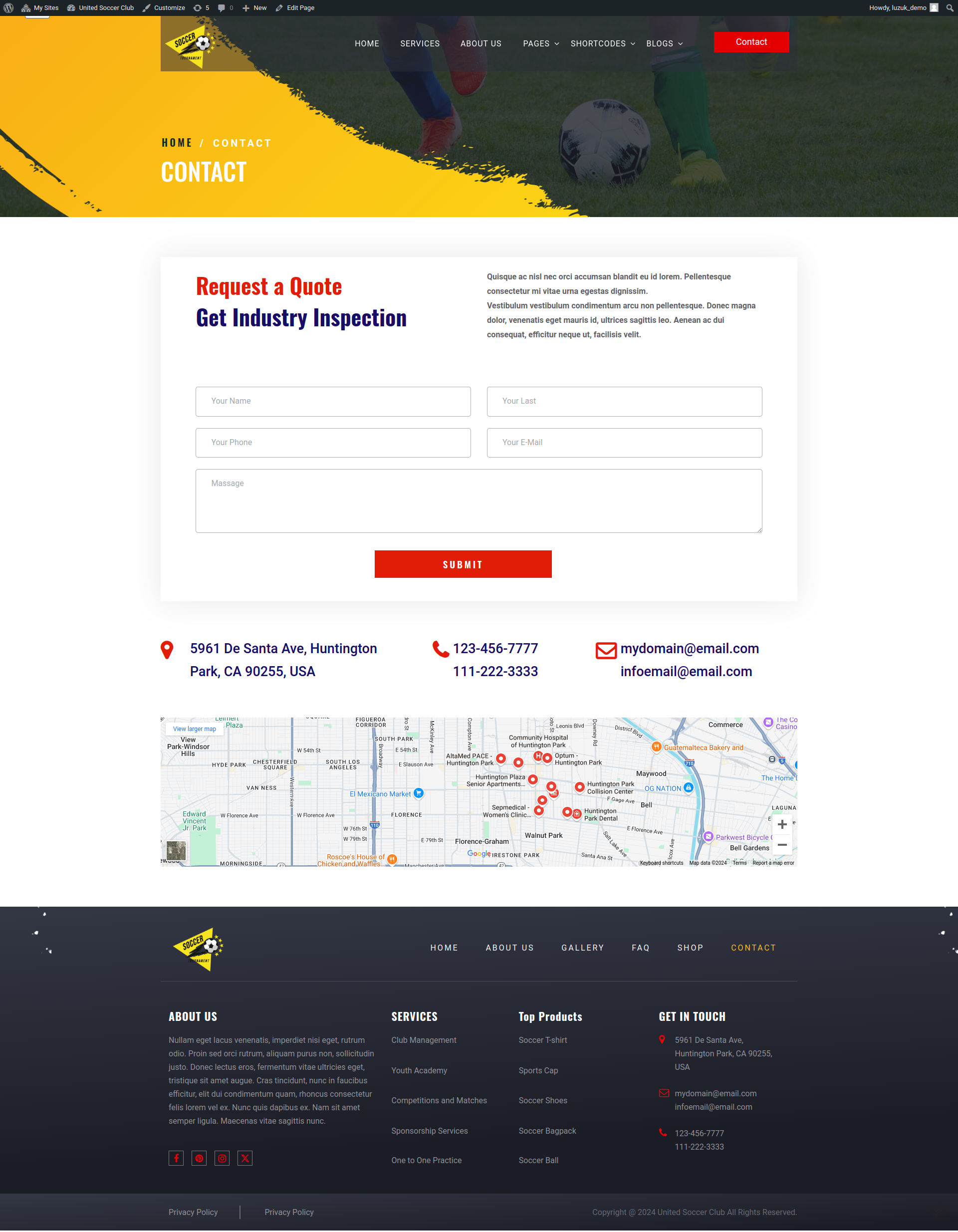 select Contact Page template