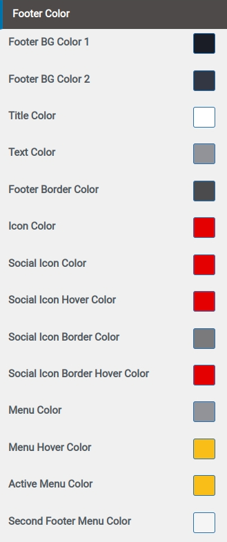 set Footer section