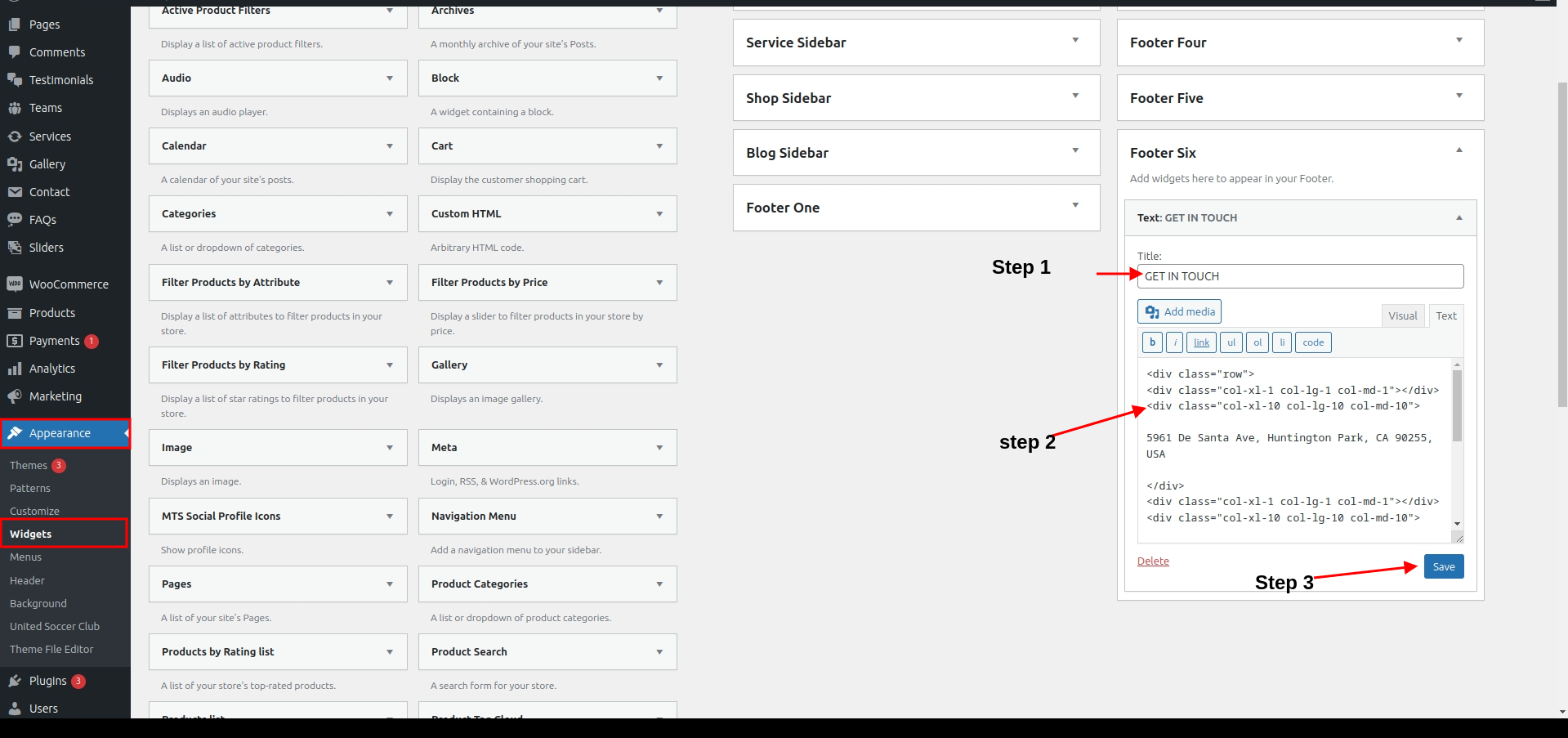 set contact section