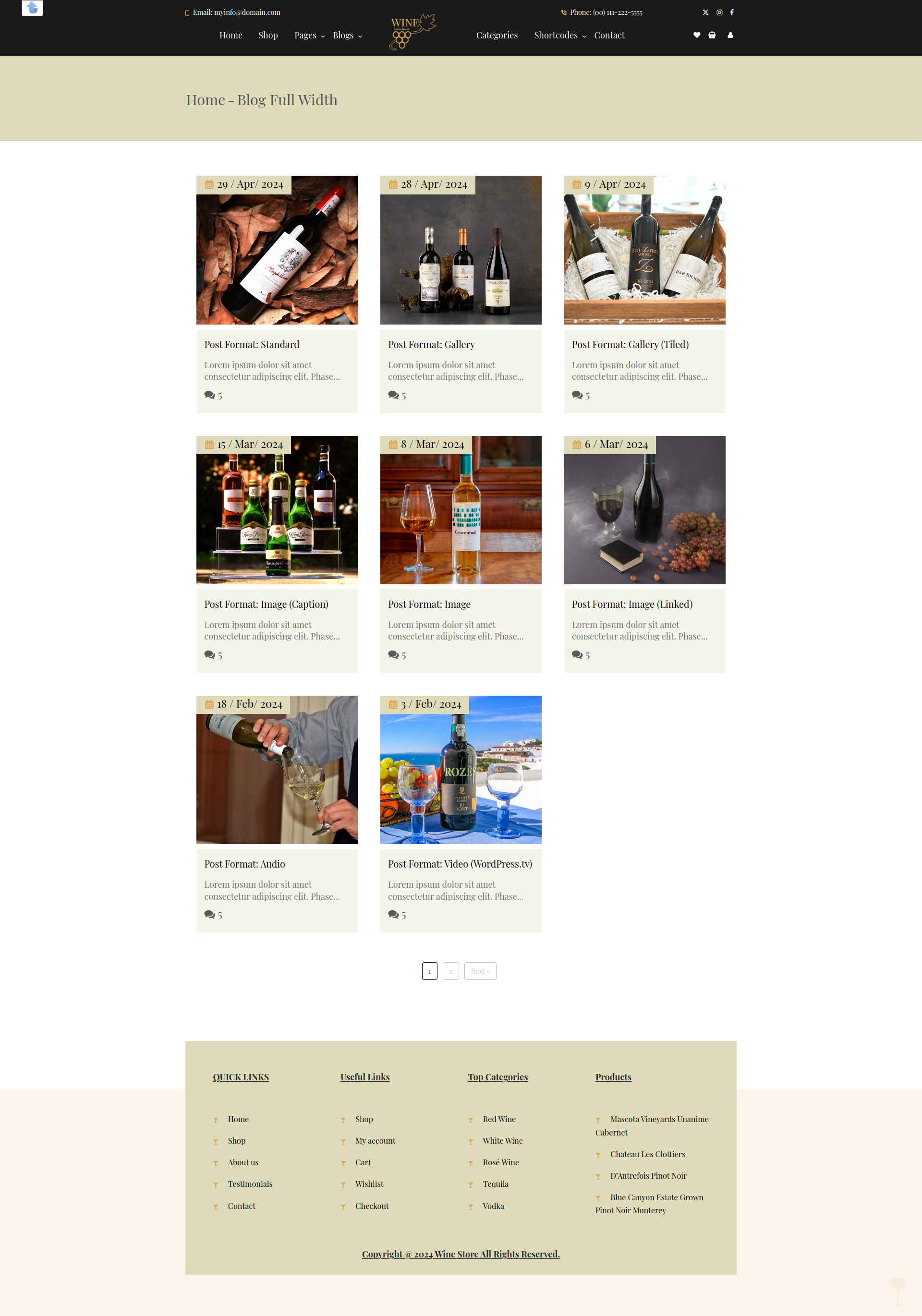 select Blog Full Width template