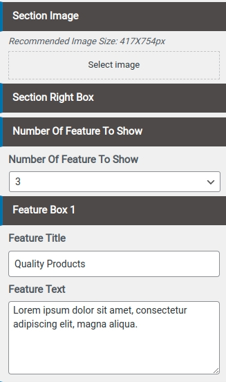 set Featured Page section