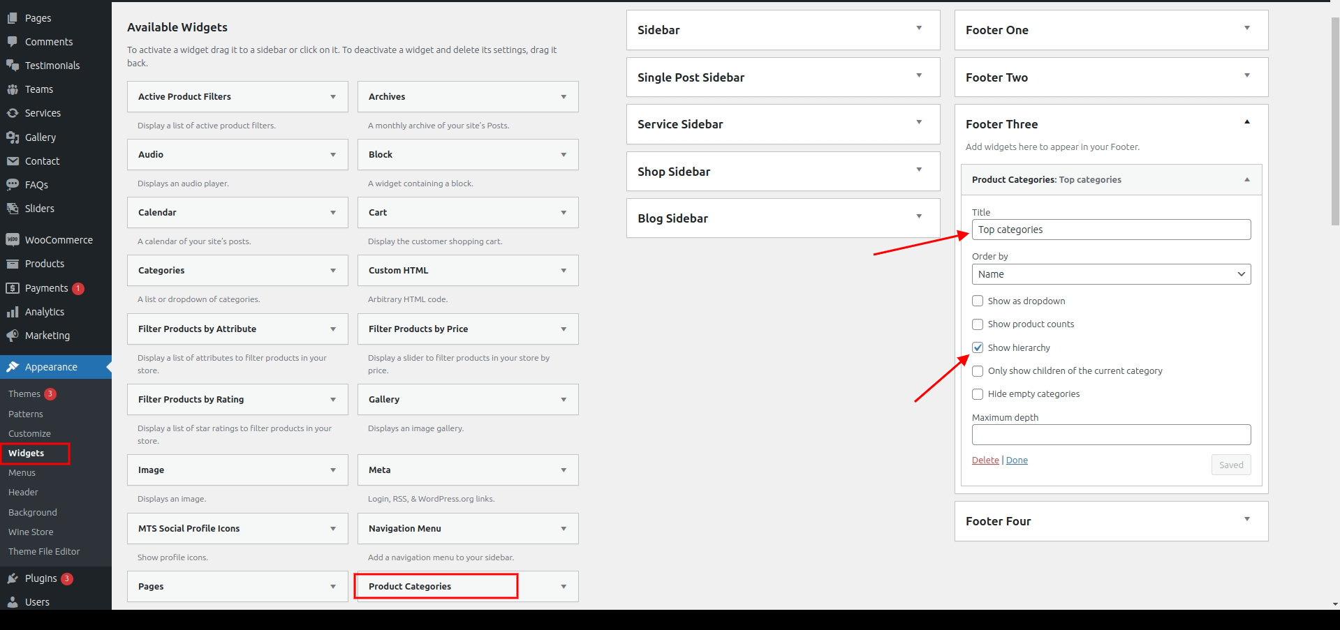 set Footer section